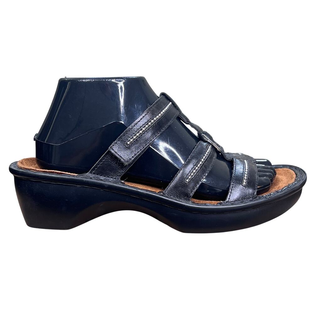 Naot Malibu Black Leather Multi Strap Slide Sandals Size 39 US 8